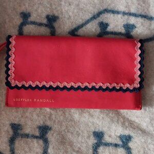 LOEFFLER RANDALL Red Leather Bifold Wallet Ric Rac Trim
